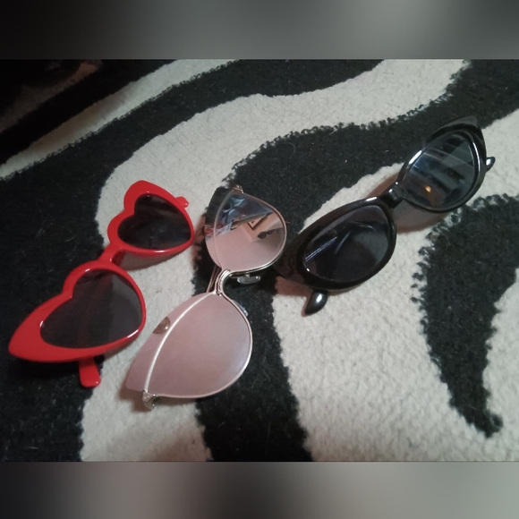 ASOS Accessories - Pinup Black Cat Eye heart Vintage Style Sunglasses bundle